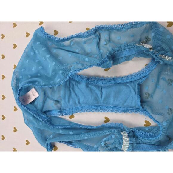 VIctorias Secret ANGELS Sheer Mesh Polka Dot LARGE y2K Blue VTG - Picture 5 of 6